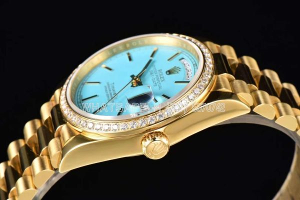 Rolex Day-Date 36mm Tiffany Dial and Diamond Bezel Yellow Gold