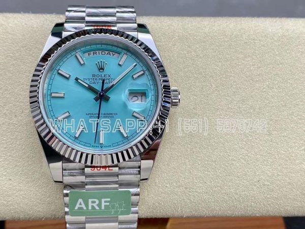 Rolex Day-Date 40 228236 904L Steel Tiffany Blue Stick Dial on President Bracelet VR3255 AR Factory