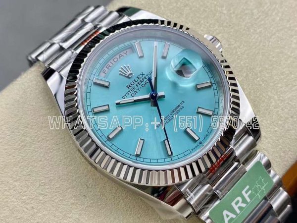 Rolex Day-Date 40 228236 904L Steel Tiffany Blue Stick Dial on President Bracelet VR3255 AR Factory