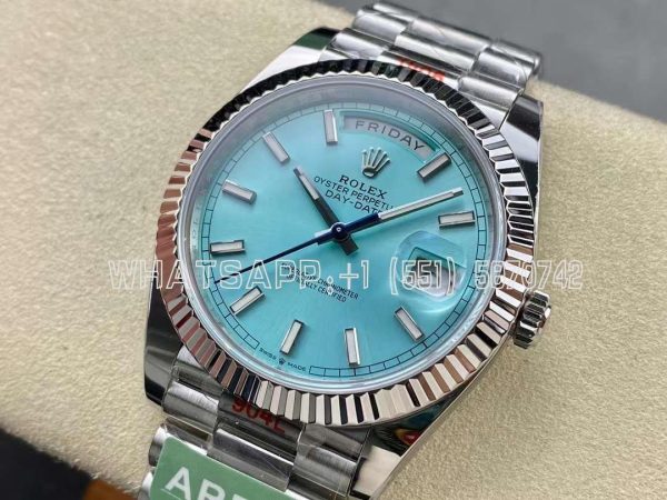 Rolex Day-Date 40 228236 904L Steel Tiffany Blue Stick Dial on President Bracelet VR3255 AR Factory