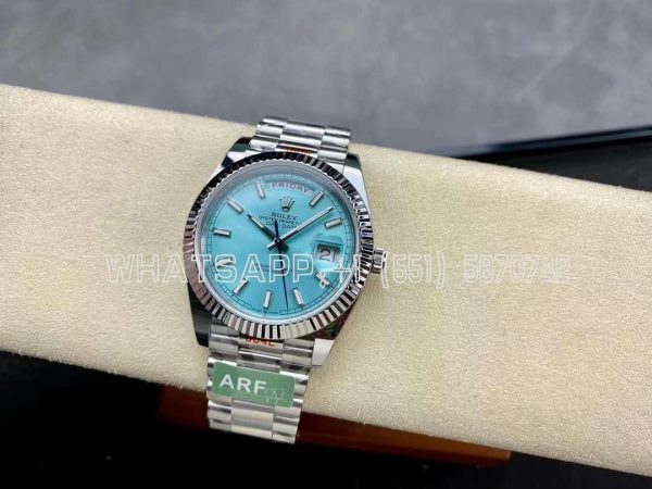 Rolex Day-Date 40 228236 904L Steel Tiffany Blue Stick Dial on President Bracelet VR3255 AR Factory