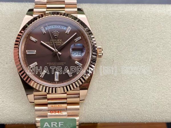 Rolex Day-Date 40mm 228235 Brown and Diamond Dial Rose Gold VR3255 AR Factory