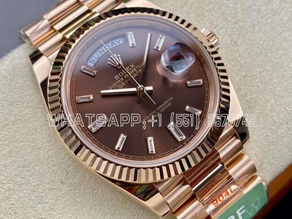 Rolex Day-Date 40mm 228235 Brown and Diamond Dial Rose Gold VR3255 AR Factory