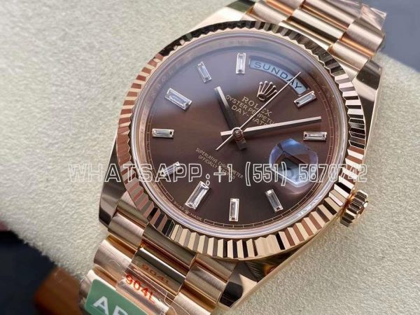 Rolex Day-Date 40mm 228235 Brown and Diamond Dial Rose Gold VR3255 AR Factory