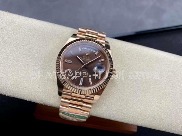 Rolex Day-Date 40mm 228235 Brown and Diamond Dial Rose Gold VR3255 AR Factory