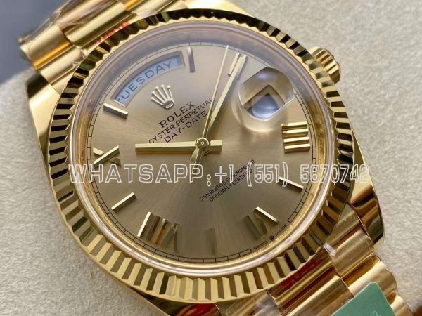 Rolex Day-Date 40mm 228238 Champagne Roman Dial Yellow Gold VR3255 AR Factory