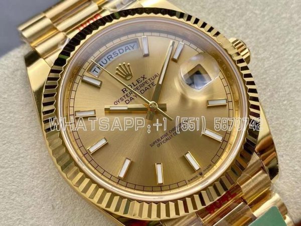 Rolex Day-Date 40mm 228238 Champagne Stick Dial Yellow Gold VR3255 AR Factory