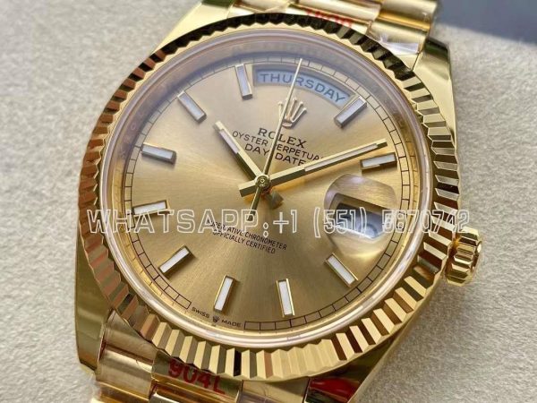 Rolex Day-Date 40mm 228238 Champagne Stick Dial Yellow Gold VR3255 AR Factory