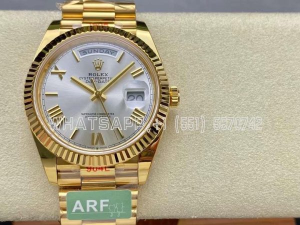 Rolex Day-Date 40mm 228238 Silver Roman Dial Yellow Gold VR3255 AR Factory