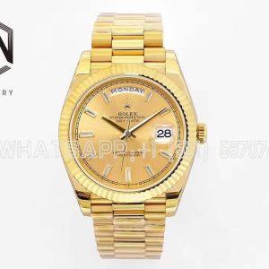 Rolex Day-Date 40mm EWF YG Champagne Dial Diamond Markers Swiss 2836