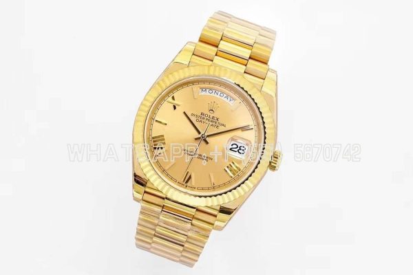 Rolex Day-Date 40mm EWF YG Champagne Dial Roman Markers Swiss 2836