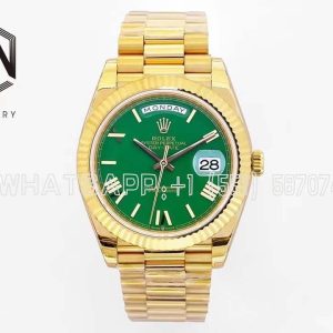 Rolex Day-Date 40mm EWF YG Green Dial Roman Markers Swiss 2836