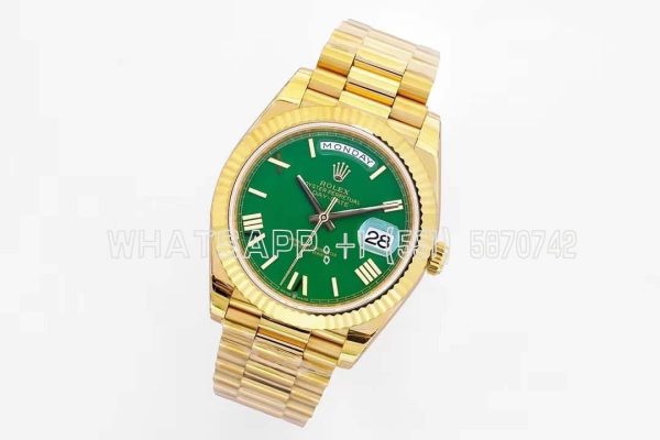 Rolex Day-Date 40mm EWF YG Green Dial Roman Markers Swiss 2836