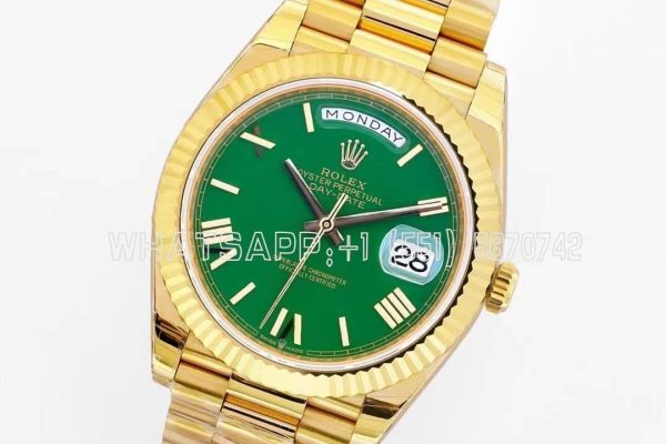 Rolex Day-Date 40mm EWF YG Green Dial Roman Markers Swiss 2836