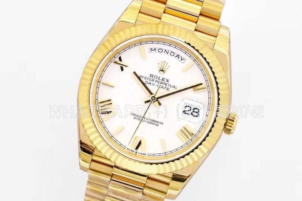 Rolex Day-Date 40mm EWF YG White Dial Roman Markers Swiss 2836