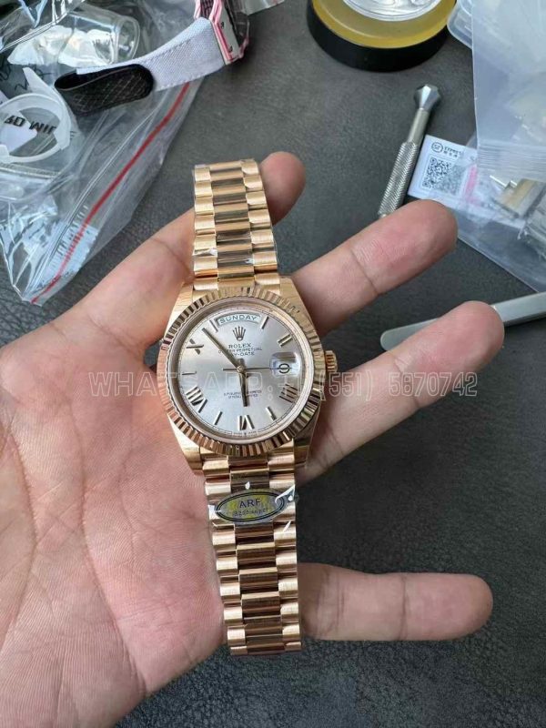 Rolex Day-Date 40mm Rose Gold 228238 Silver Roman Dial AR Factory