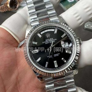 Rolex Day-Date 40mm SS 904L Steel Black Dial SS Bracelet Tungsten Heavy Version GMF