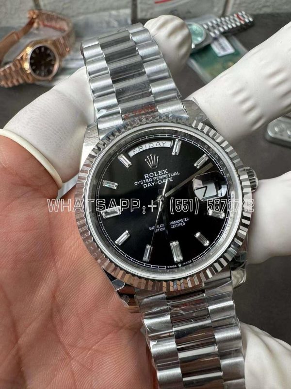 Rolex Day-Date 40mm SS 904L Steel Black Dial SS Bracelet Tungsten Heavy Version GMF