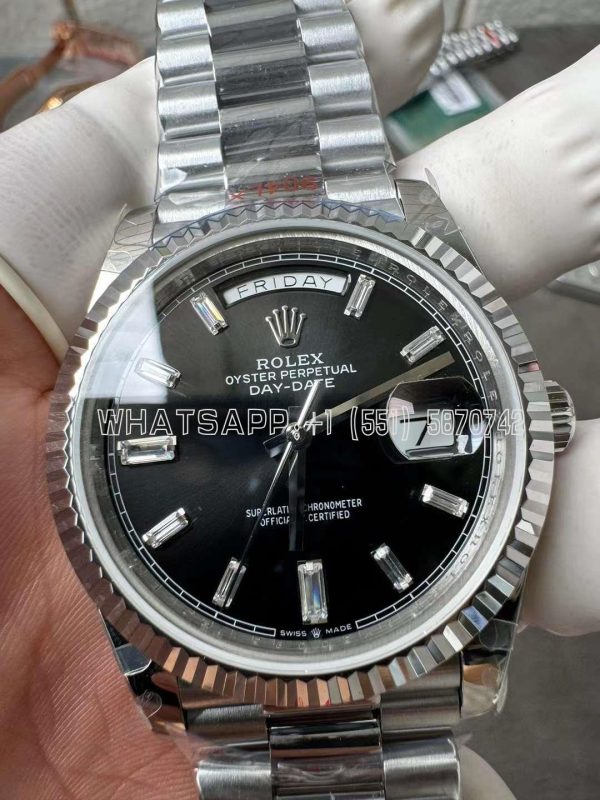 Rolex Day-Date 40mm SS 904L Steel Black Dial SS Bracelet Tungsten Heavy Version GMF