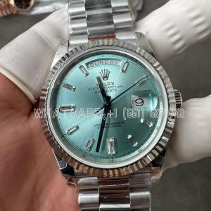 Rolex Day-Date 40mm SS 904L Steel Ice Blue Dial SS Bracelet Tungsten Heavy Version GMF