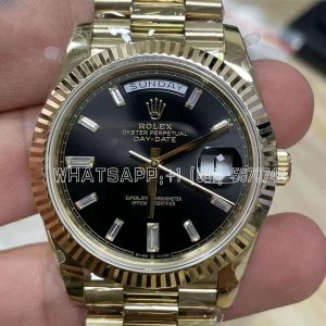 Rolex Day-Date 40mm Yellow Gold Black Dial A2836 Tungsten Heavy Version GMF