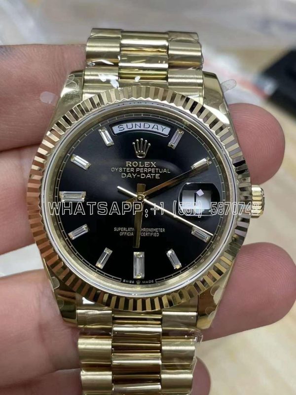 Rolex Day-Date 40mm Yellow Gold Black Dial A2836 Tungsten Heavy Version GMF