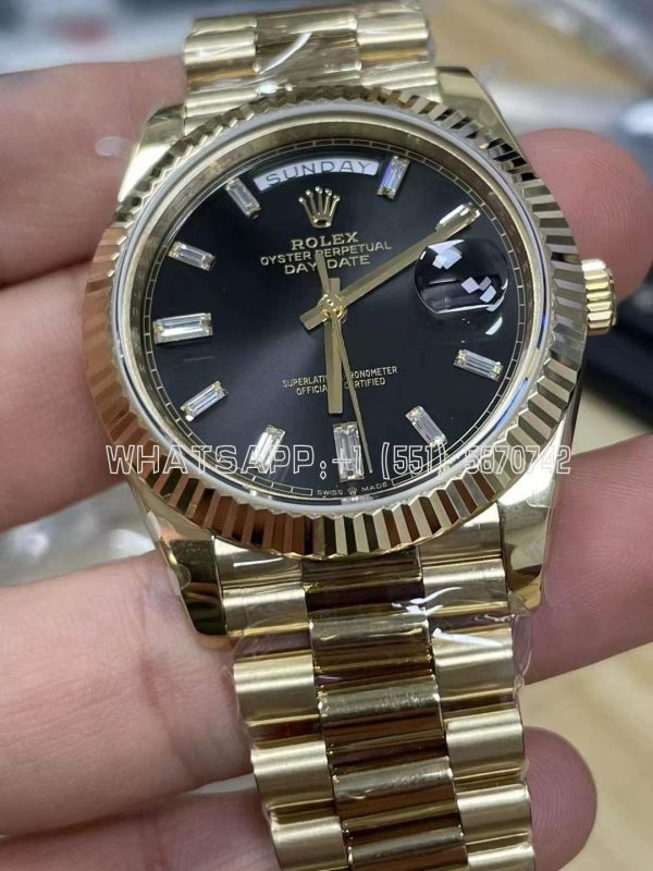 Rolex Day-Date 40mm Yellow Gold Black Dial A2836 Tungsten Heavy Version GMF