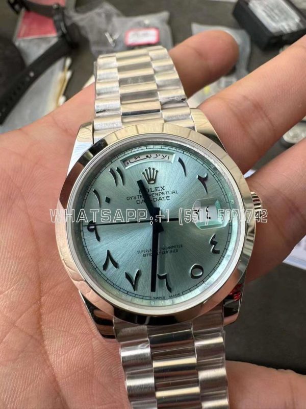 Rolex Day-Date M228236 Presidential Stainless Steel ICE Blue Arab Dial Watch 40MM GMF