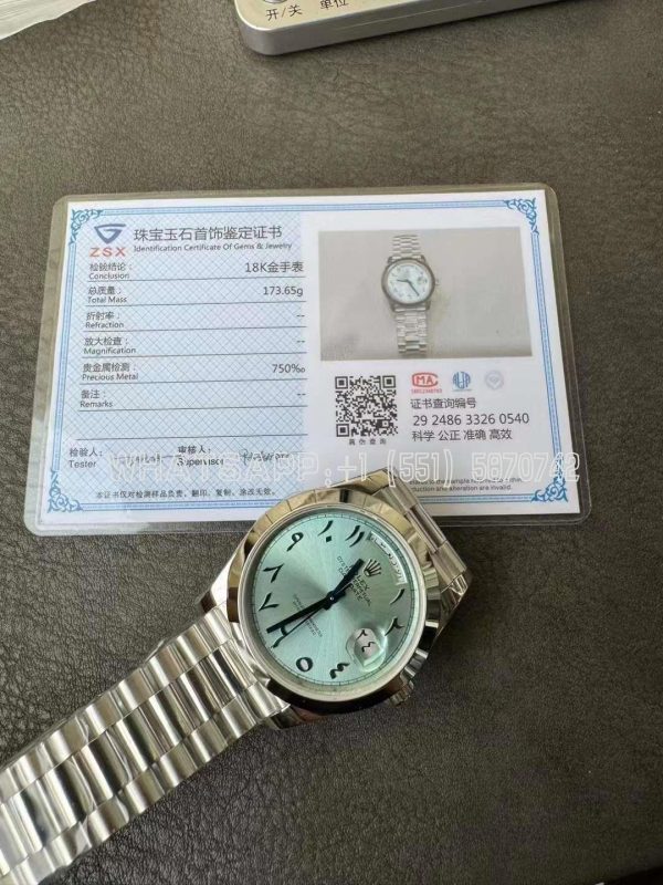 Rolex Day-Date M228236 Presidential Stainless Steel ICE Blue Arab Dial Watch 40MM GMF