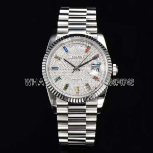 Rolex Day-Date New 2023 36 Pave Diamond Rainbow 128238 CS Factory