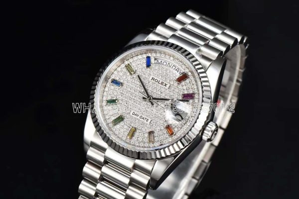 Rolex Day-Date New 2023 36 Pave Diamond Rainbow 128238 CS Factory