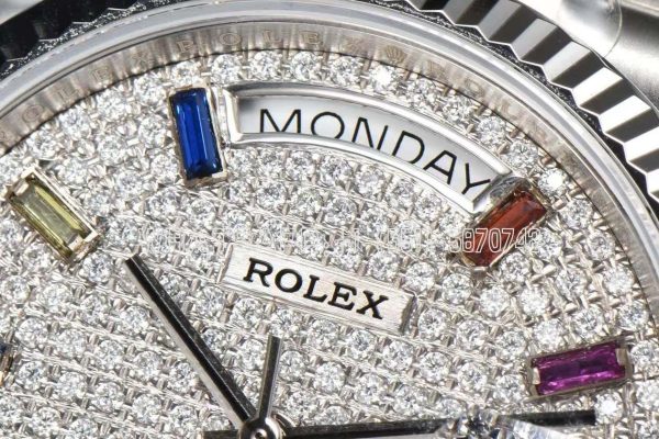 Rolex Day-Date New 2023 36 Pave Diamond Rainbow 128238 CS Factory