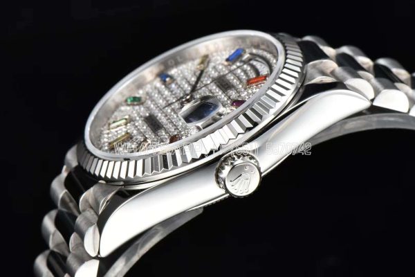 Rolex Day-Date New 2023 36 Pave Diamond Rainbow 128238 CS Factory