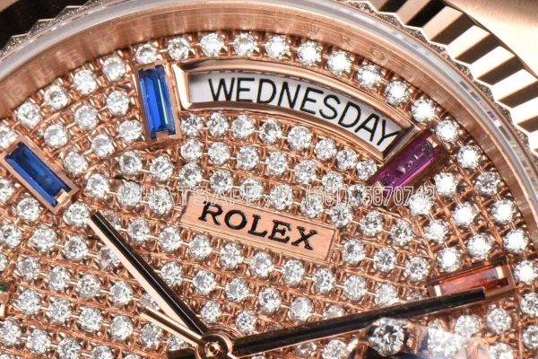 Rolex Day-Date New 2023 36 Pave Diamond Rainbow 128238 Rose Gold CS Factory