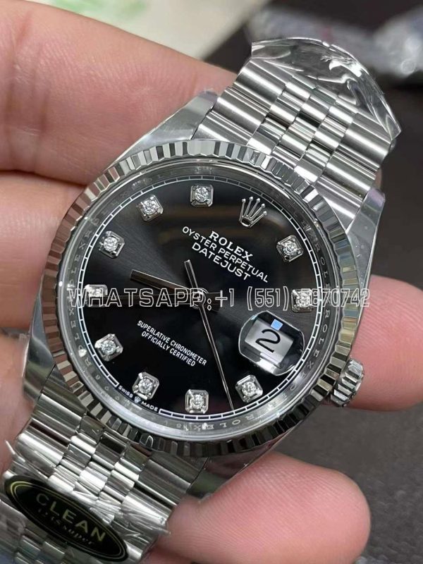 Rolex Datejust 36mm 126234 Black and Diamond Dial Roman Marker Clean Factory