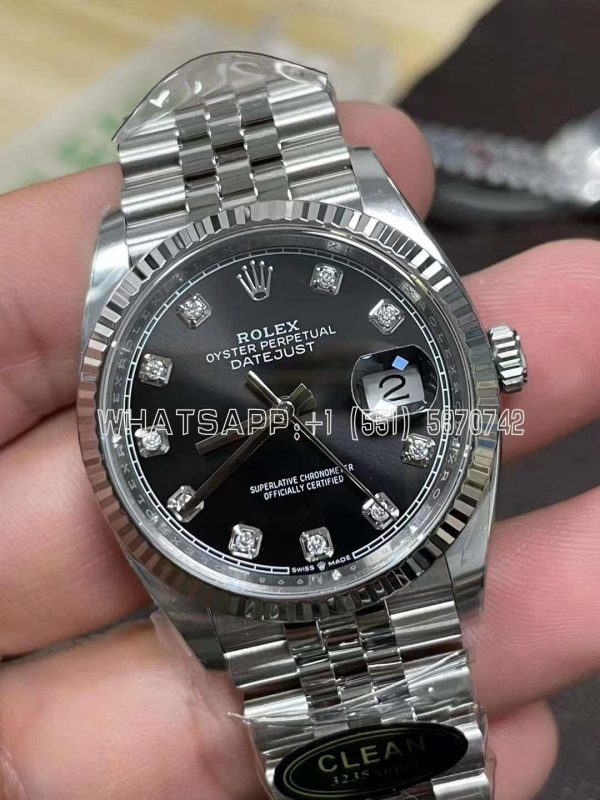 Rolex Datejust 36mm 126234 Black and Diamond Dial Roman Marker Clean Factory