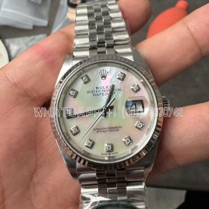 Rolex Datejust 36mm 126234 Mother Of Pearl Diamond Dial Fluted Bezel Jubilee Stainless Clean Factory