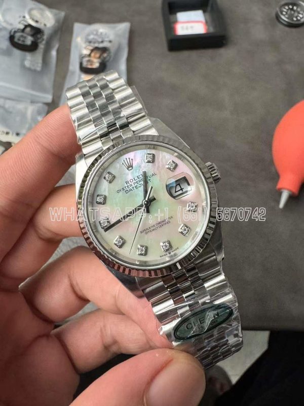 Rolex Datejust 36mm 126234 Mother Of Pearl Diamond Dial Fluted Bezel Jubilee Stainless Clean Factory