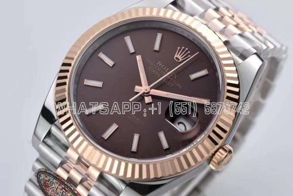 Rolex Datejust 41 126331 904L Steel Brown Dial on SS/RG Jubilee Bracelet SH3235 Clean Factory