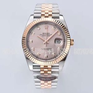 Rolex Datejust 41 126331 Pink Sundust Dial Diamond Markers in Everose/Steel on Jubilee Bracelet Clean Factory