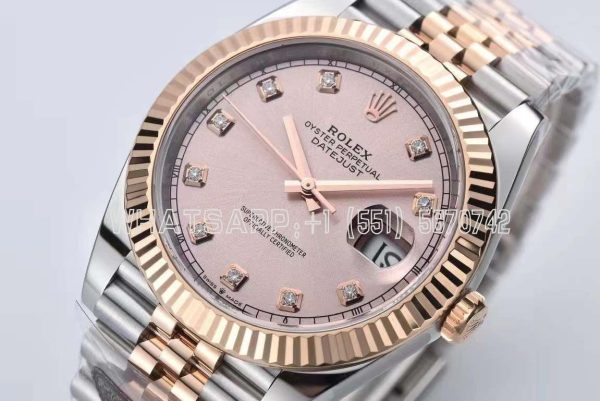 Rolex Datejust 41 126331 Pink Sundust Dial Diamond Markers in Everose/Steel on Jubilee Bracelet Clean Factory