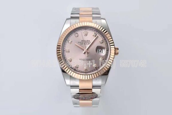 Rolex Datejust 41 126331 Pink Sundust Dial Diamond Markers in Everose/Steel on Oyster Bracelet Clean Factory