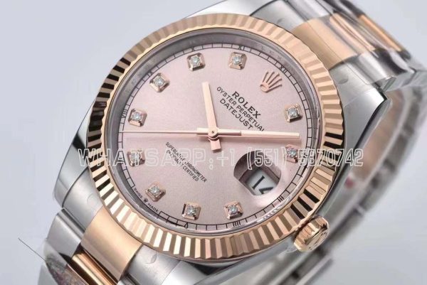 Rolex Datejust 41 126331 Pink Sundust Dial Diamond Markers in Everose/Steel on Oyster Bracelet Clean Factory