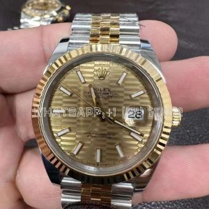 Rolex Datejust 41 126333 Champagne Motif Dial Stick Markers in Yellow/Steel Clean Factory