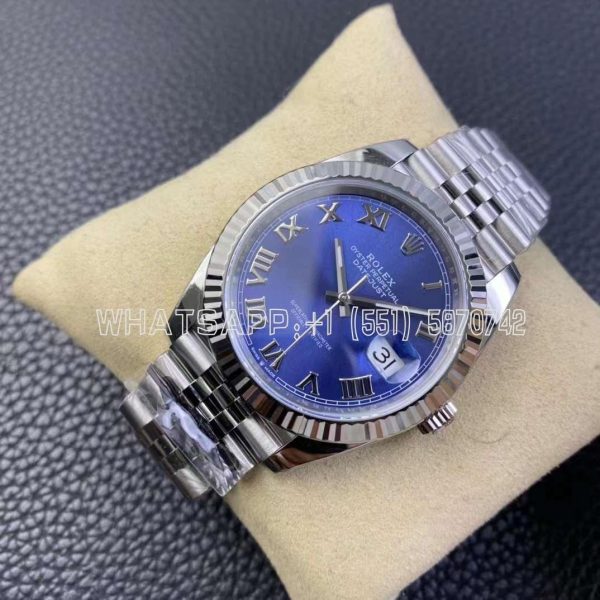 Rolex Datejust 41 126334 Azzurro Blue Dial Roman Markers on Jubilee Bracelet Clean Factory