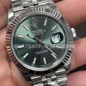 Rolex Datejust 41 Fluted Mint Green Index Dial Jubilee 126334 AR Factory