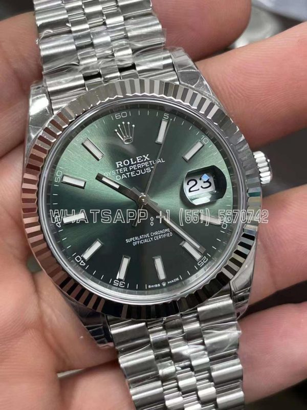 Rolex Datejust 41 Fluted Mint Green Index Dial Jubilee 126334 AR Factory