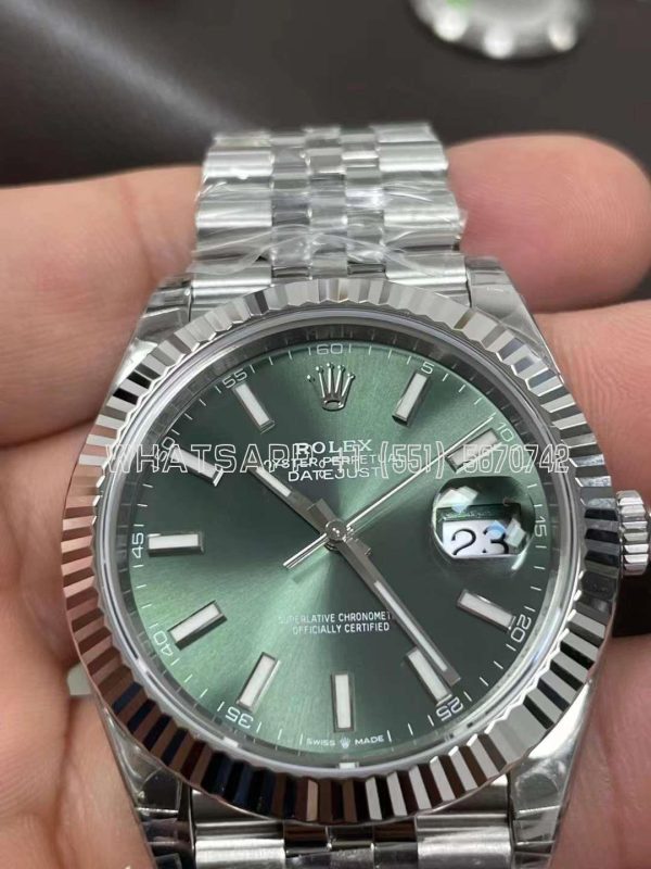 Rolex Datejust 41 Fluted Mint Green Index Dial Jubilee 126334 AR Factory