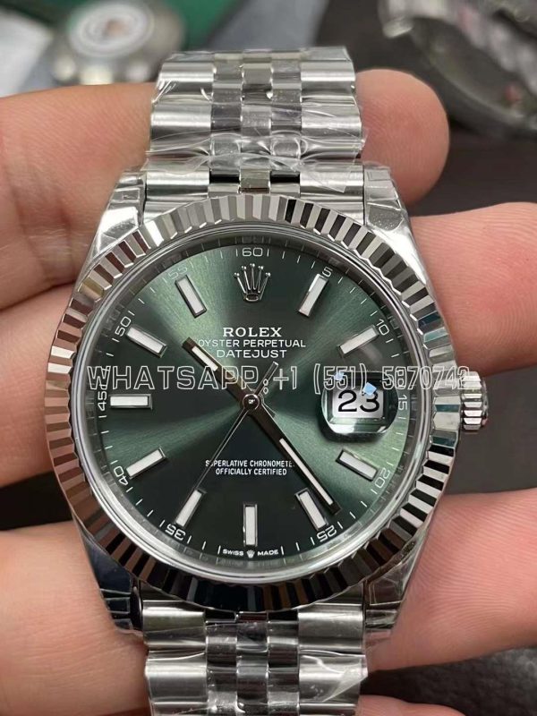 Rolex Datejust 41 Fluted Mint Green Index Dial Jubilee 126334 AR Factory