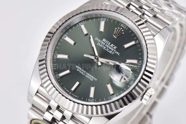 Rolex Datejust 41 Fluted Mint Green Index Dial Jubilee 126334 Clean Factory